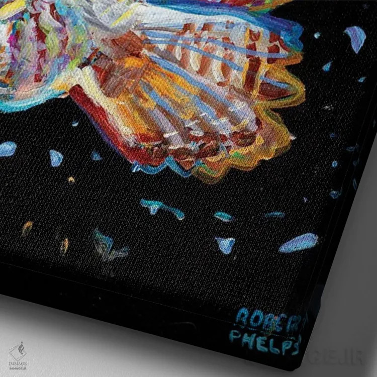 تابلو دکوراتیو جغد خاکستری اثر رابرت فلپس - نمای نزدیک بافت بوم