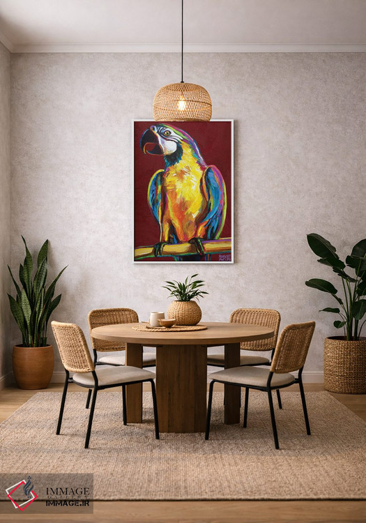 تابلو دکوراتیو طوطی روی قرمز اثر رابرت فلپس - D3W