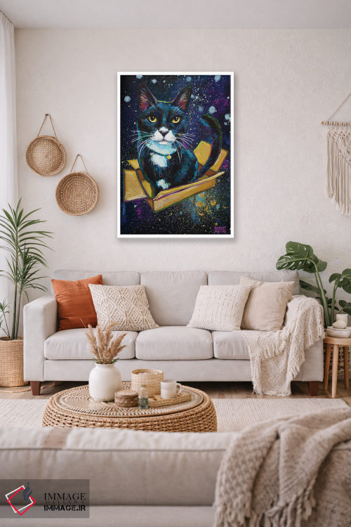 تابلو دکوراتیو بچه گربه توکسیدو کهکشانی اثر رابرت فلپس - D3W