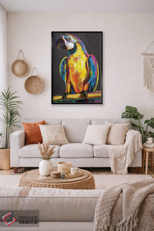 تابلو دکوراتیو طوطی روی خاکستری اثر رابرت فلپس - D3B