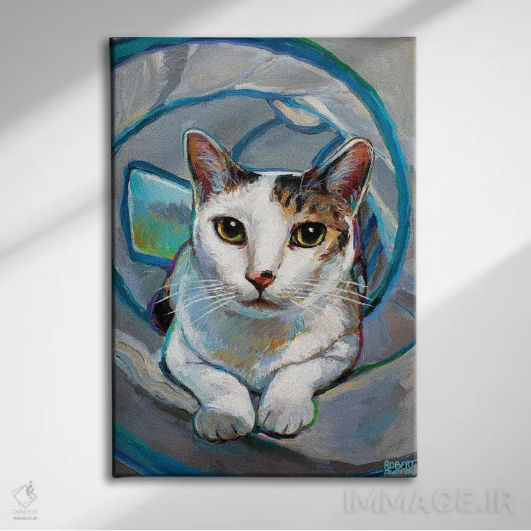 تابلو دکوراتیو بچه گربه تونلی ۱ اثر رابرت فلپس - نمای روبهرو روی دیوار