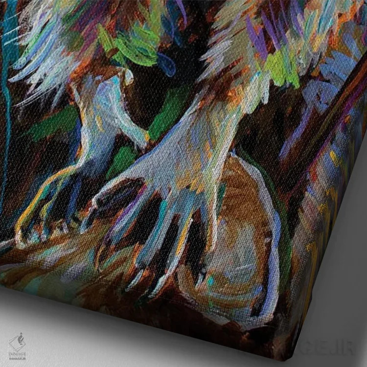 تابلو دکوراتیو راکون کنجکاو ۱ اثر رابرت فلپس - نمای نزدیک بافت بوم