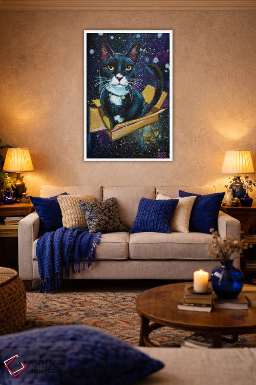 تابلو دکوراتیو بچه گربه توکسیدو کهکشانی اثر رابرت فلپس - D4W