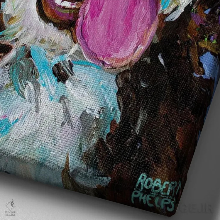 تابلو دکوراتیو آسی دودل شاد ۱ اثر رابرت فلپس - نمای نزدیک بافت بوم