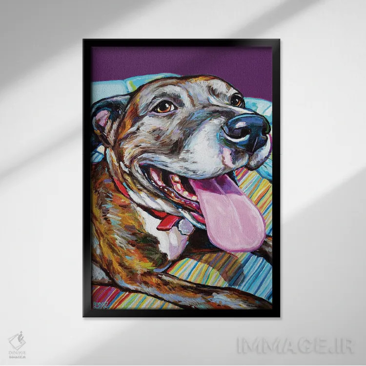 تابلو دکوراتیو پارکر پیتبول اثر رابرت فلپس - نمای قابدار مشکی