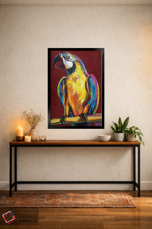 تابلو دکوراتیو طوطی روی قرمز اثر رابرت فلپس - D5B