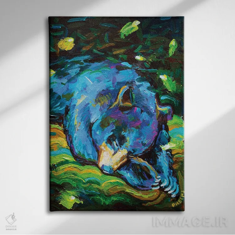 تابلو دکوراتیو خرس خواب آلود اثر رابرت فلپس - نمای روبهرو روی دیوار