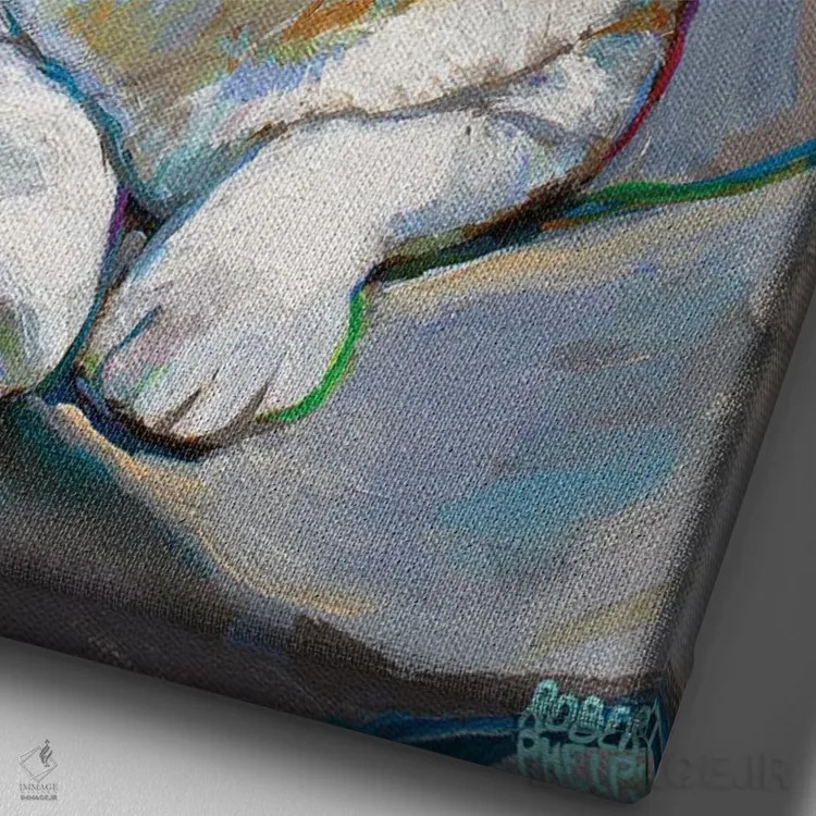 تابلو دکوراتیو بچه گربه تونلی ۱ اثر رابرت فلپس - نمای نزدیک بافت بوم