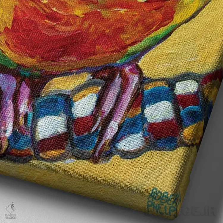 تابلو دکوراتیو کونور روی زرد اثر رابرت فلپس - نمای نزدیک بافت بوم