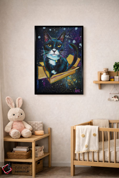 تابلو دکوراتیو بچه گربه توکسیدو کهکشانی اثر رابرت فلپس - D5B