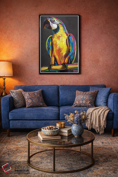 تابلو دکوراتیو طوطی روی خاکستری اثر رابرت فلپس - D4B