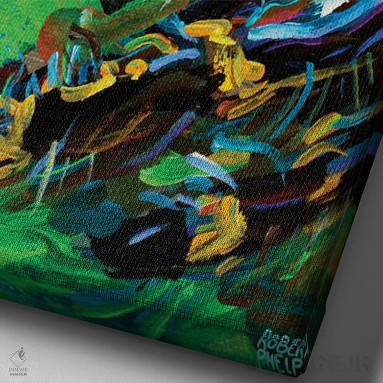 تابلو دکوراتیو عنکبوت جهنده ۱ اثر رابرت فلپس - نمای نزدیک بافت بوم