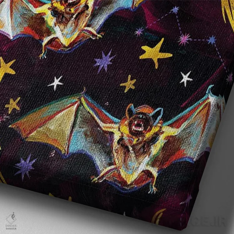 تابلو دکوراتیو طرح خفاش خون آشام ۲ اثر رابرت فلپس - نمای نزدیک بافت بوم