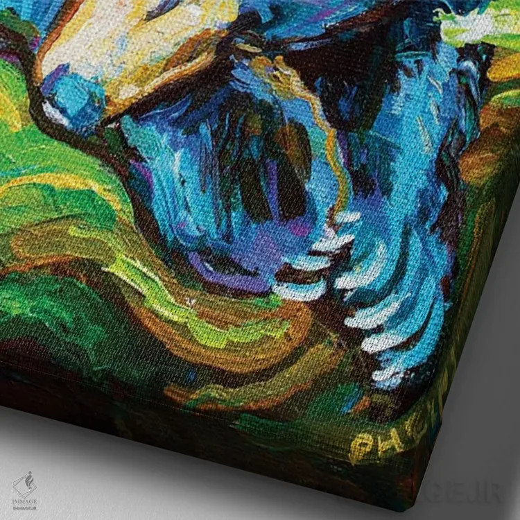 تابلو دکوراتیو خرس خواب آلود اثر رابرت فلپس - نمای نزدیک بافت بوم