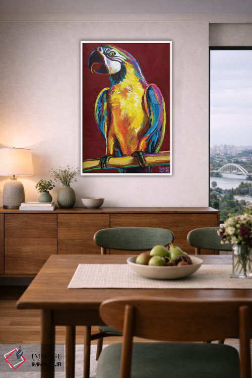 تابلو دکوراتیو طوطی روی قرمز اثر رابرت فلپس - D6W