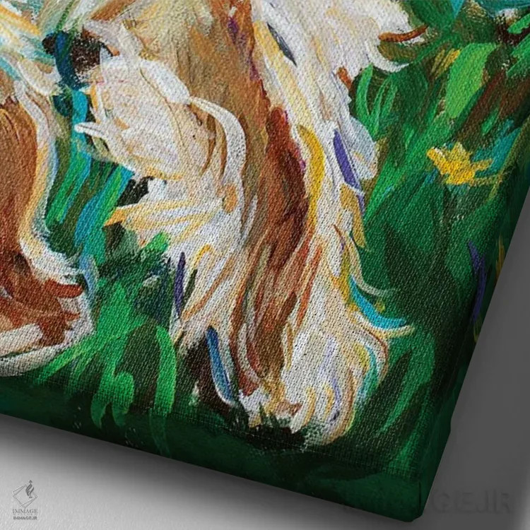 تابلو دکوراتیو سگ تازی افغان اثر رابرت فلپس - نمای نزدیک بافت بوم