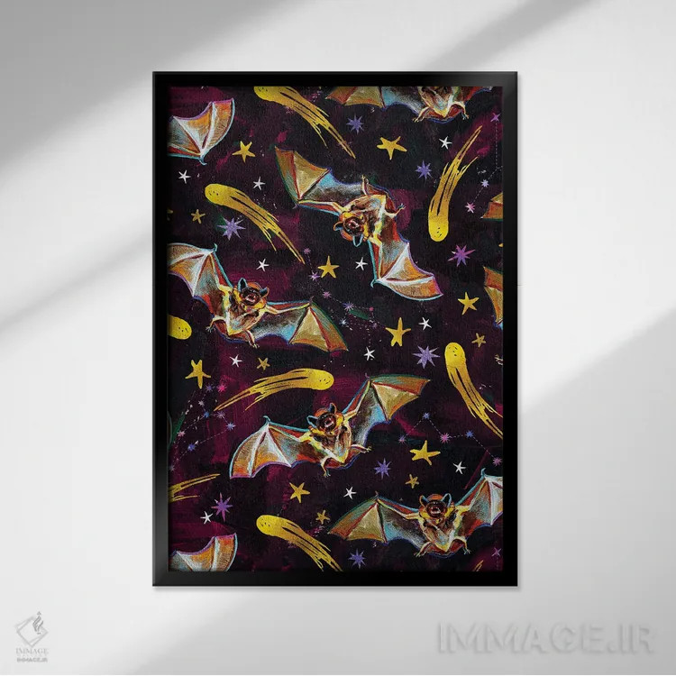 تابلو دکوراتیو طرح خفاش خون آشام ۲ اثر رابرت فلپس - نمای قابدار مشکی