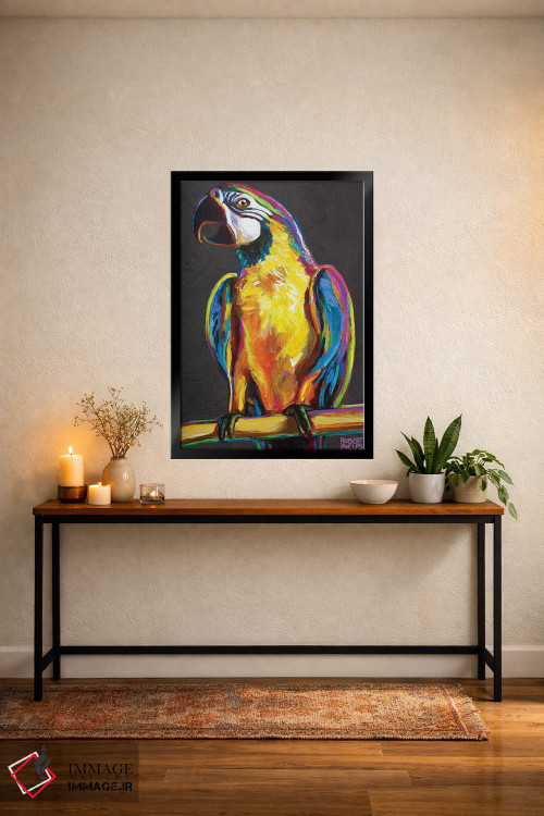 تابلو دکوراتیو طوطی روی خاکستری اثر رابرت فلپس - D5B