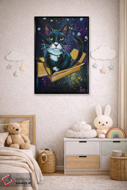 تابلو دکوراتیو بچه گربه توکسیدو کهکشانی اثر رابرت فلپس - D6B