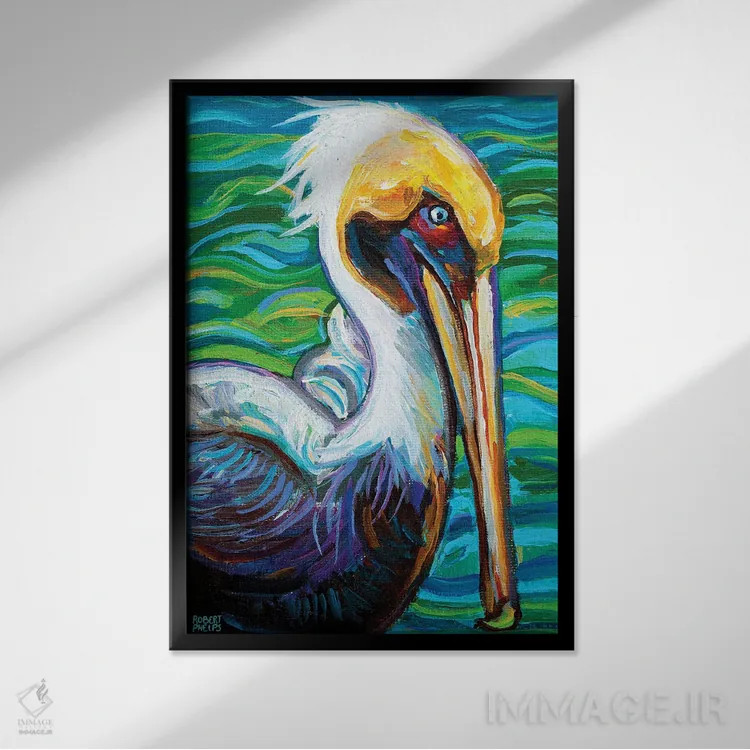 تابلو دکوراتیو پلیکان فلوریدا اثر رابرت فلپس - نمای قابدار مشکی