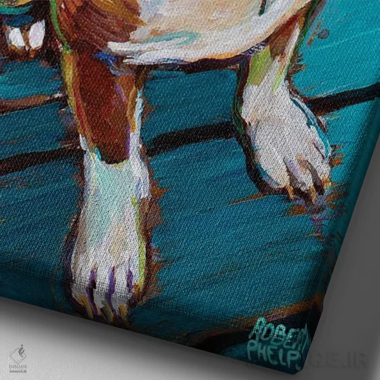 تابلو دکوراتیو کوکی بوستون تریر قرمز اثر رابرت فلپس - نمای نزدیک بافت بوم