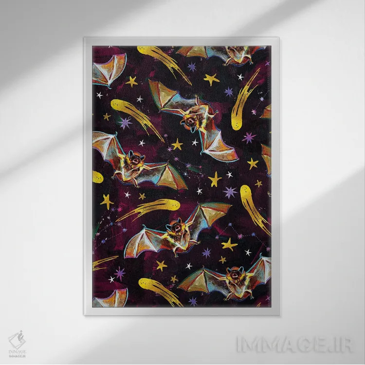 تابلو دکوراتیو طرح خفاش خون آشام ۲ اثر رابرت فلپس - نمای قابدار سفید