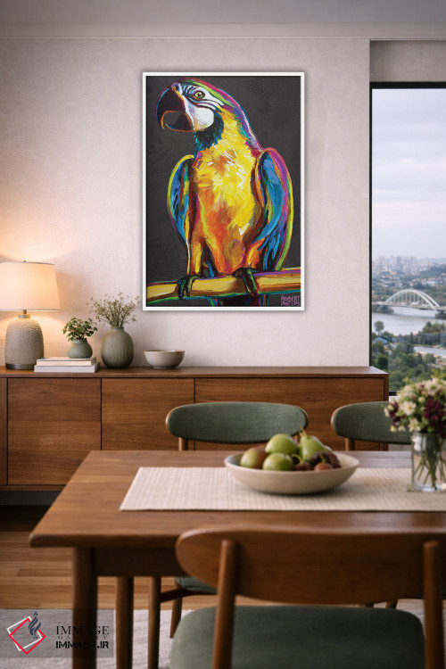 تابلو دکوراتیو طوطی روی خاکستری اثر رابرت فلپس - D6W