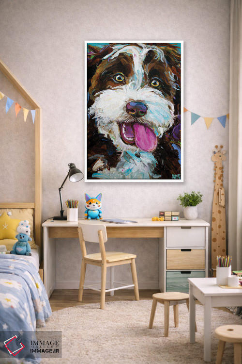 تابلو دکوراتیو آسی دودل روی پس زمینه آبی اثر رابرت فلپس - D1W