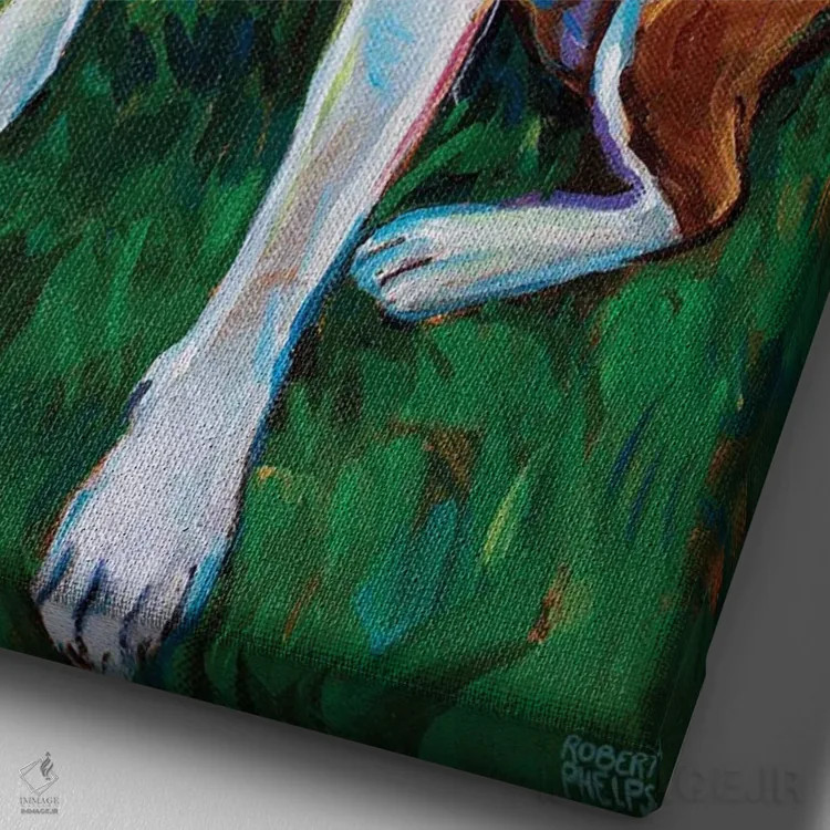 تابلو دکوراتیو تفریح تابستانی اثر رابرت فلپس - نمای نزدیک بافت بوم