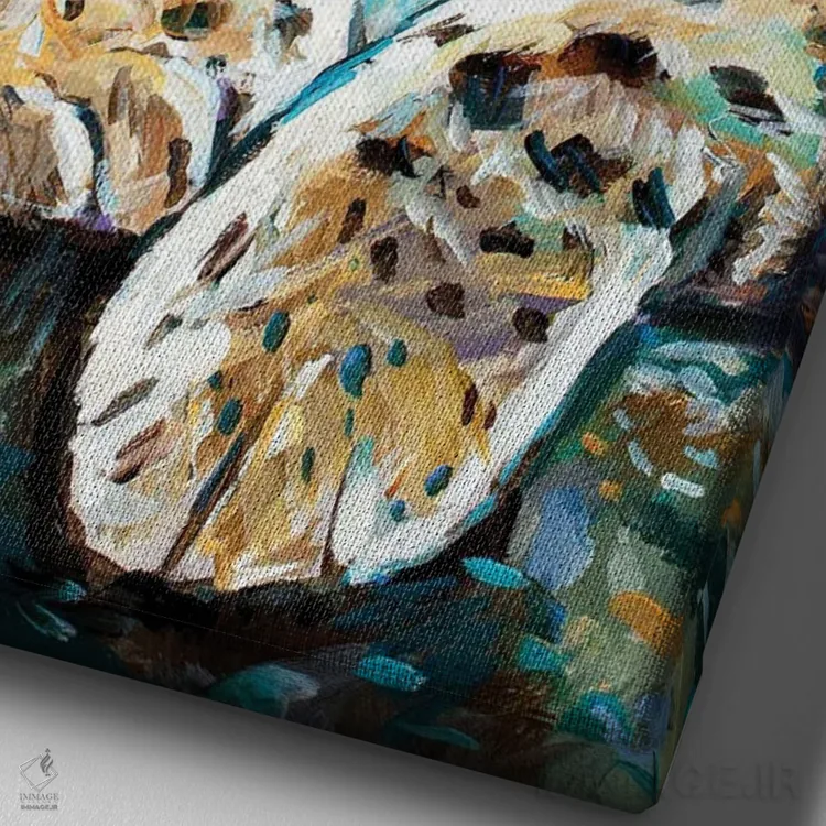 تابلو دکوراتیو پلنگ برفی ۱ اثر رابرت فلپس - نمای نزدیک بافت بوم