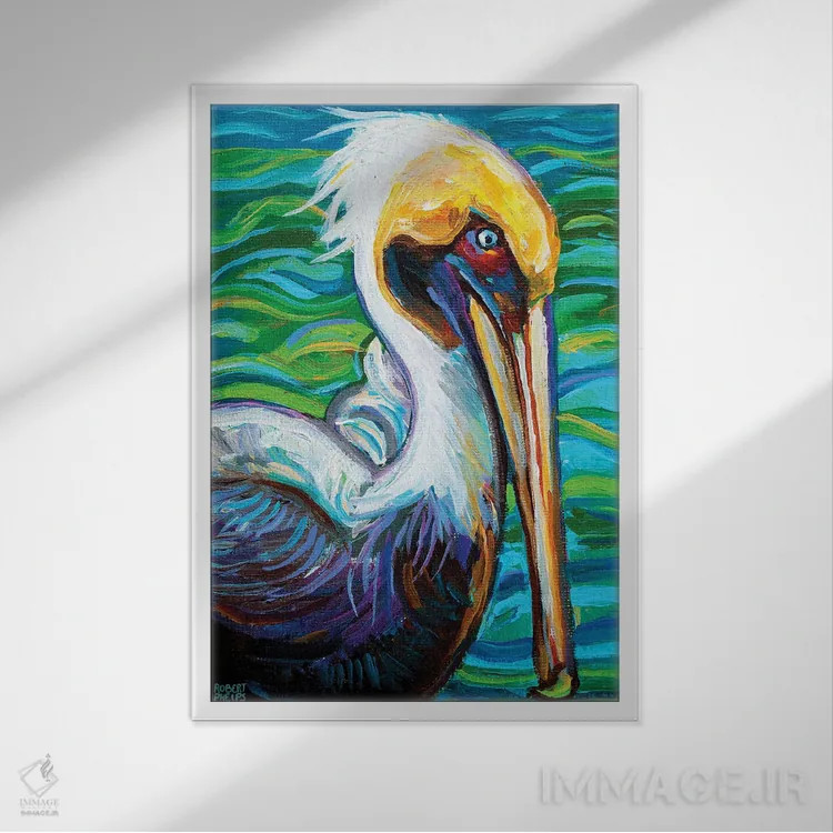 تابلو دکوراتیو پلیکان فلوریدا اثر رابرت فلپس - نمای قابدار سفید