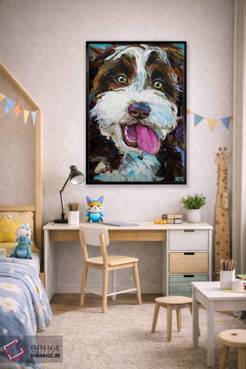 تابلو دکوراتیو آسی دودل روی پس زمینه آبی اثر رابرت فلپس - D2B