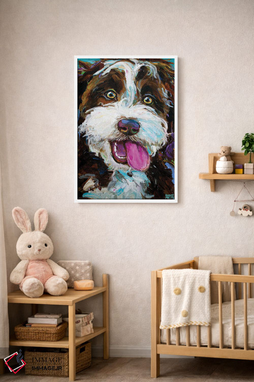 تابلو دکوراتیو آسی دودل روی پس زمینه آبی اثر رابرت فلپس - D3W