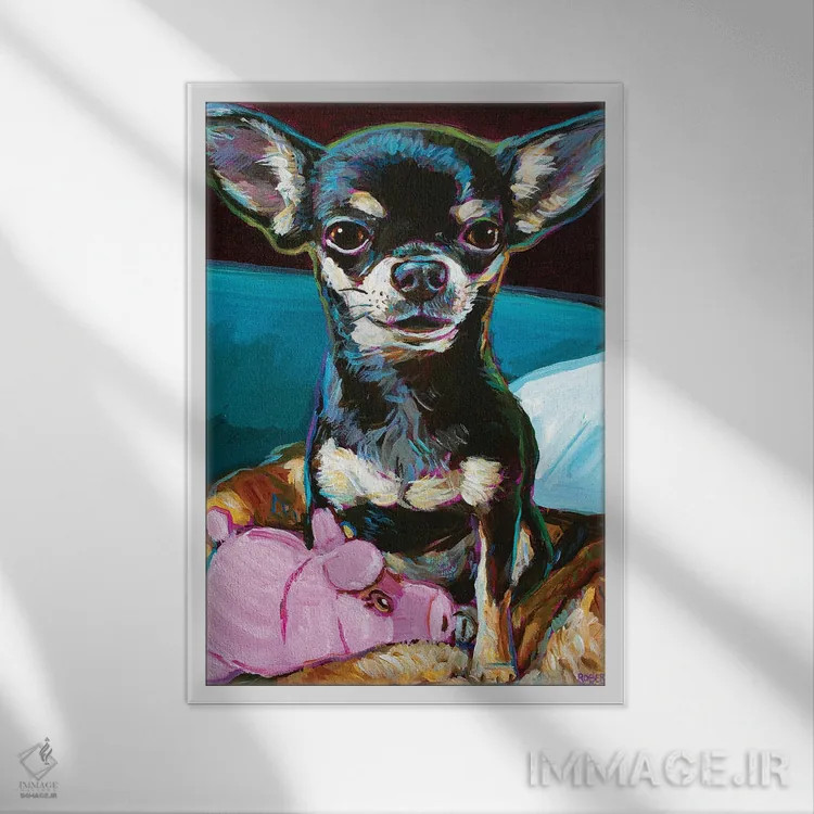 تابلو دکوراتیو بیبی چیهواهوآ عروسکی اثر رابرت فلپس - نمای قابدار سفید