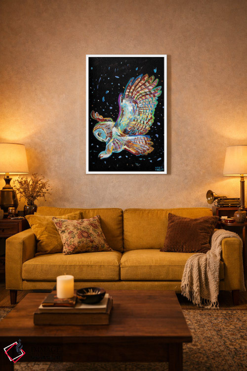 تابلو دکوراتیو جغد خاکستری اثر رابرت فلپس - D1W