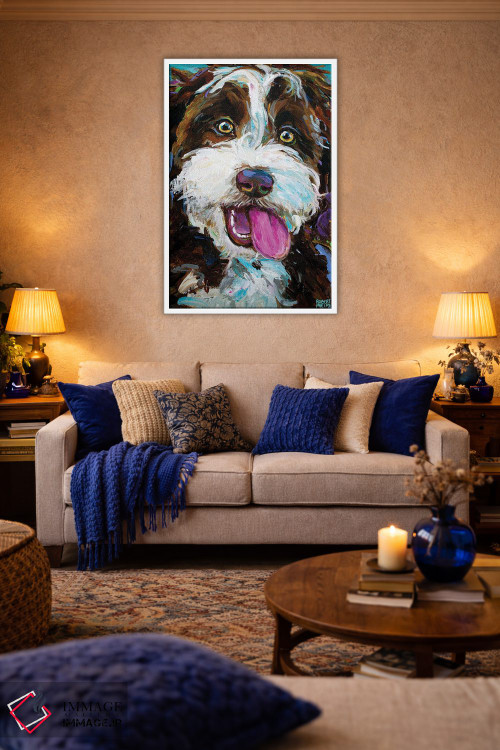 تابلو دکوراتیو آسی دودل روی پس زمینه آبی اثر رابرت فلپس - D4W