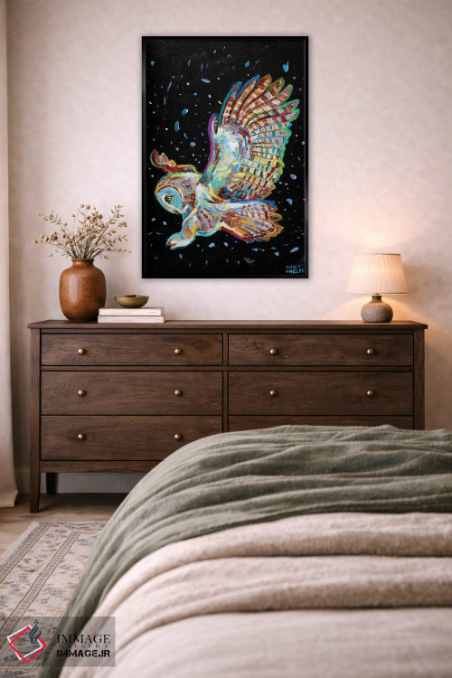 تابلو دکوراتیو جغد خاکستری اثر رابرت فلپس - D4B