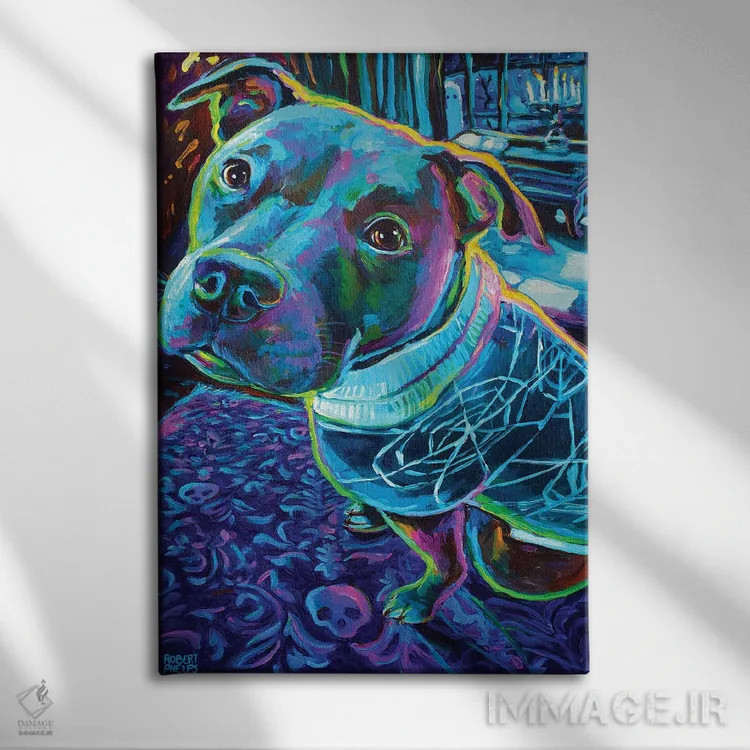 تابلو دکوراتیو پیتبول ترسناک اثر رابرت فلپس - نمای روبهرو روی دیوار