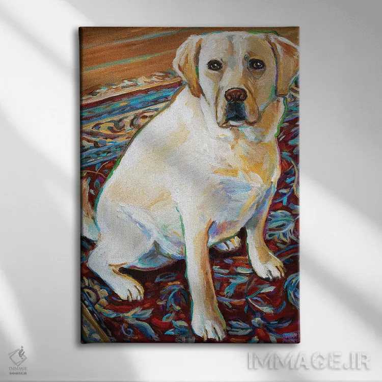 تابلو دکوراتیو تنی لابرادور بلوند اثر رابرت فلپس - نمای روبهرو روی دیوار