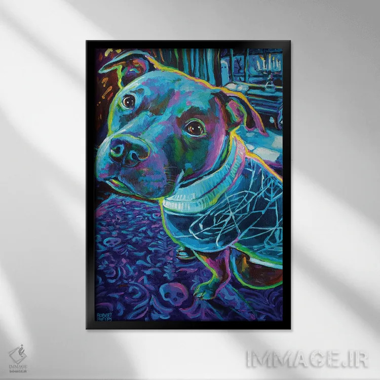 تابلو دکوراتیو پیتبول ترسناک اثر رابرت فلپس - نمای قابدار مشکی