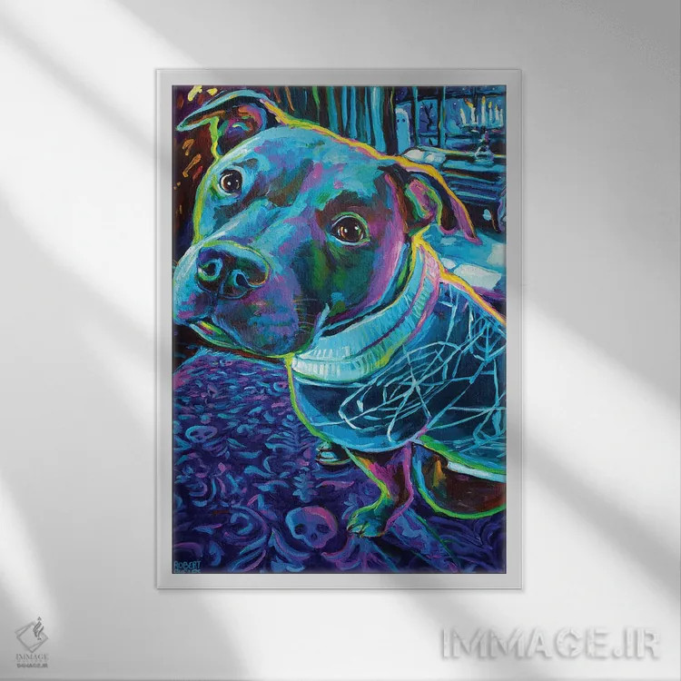 تابلو دکوراتیو پیتبول ترسناک اثر رابرت فلپس - نمای قابدار سفید