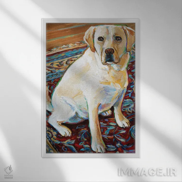 تابلو دکوراتیو تنی لابرادور بلوند اثر رابرت فلپس - نمای قابدار سفید