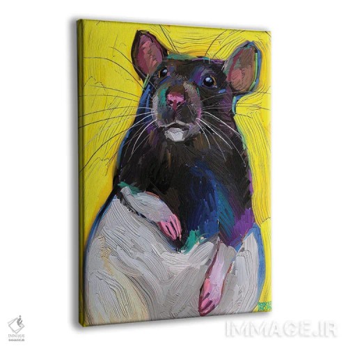 تابلو دکوراتیو موش بامزه روی زمینه زرد اثر رابرت فلپس - نمای پرسپکتیو محصول