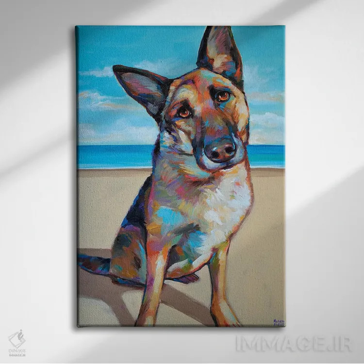 تابلو دکوراتیو ژرمن شپرد اثر رابرت فلپس - نمای روبهرو روی دیوار