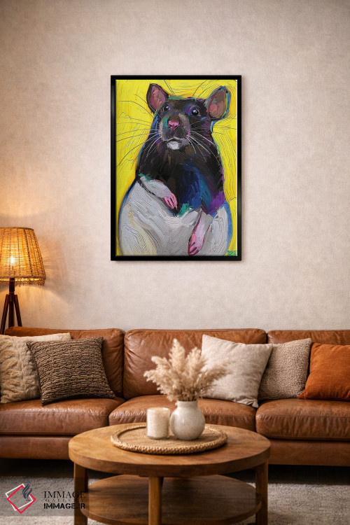 تابلو دکوراتیو موش بامزه روی زمینه زرد اثر رابرت فلپس - D4B