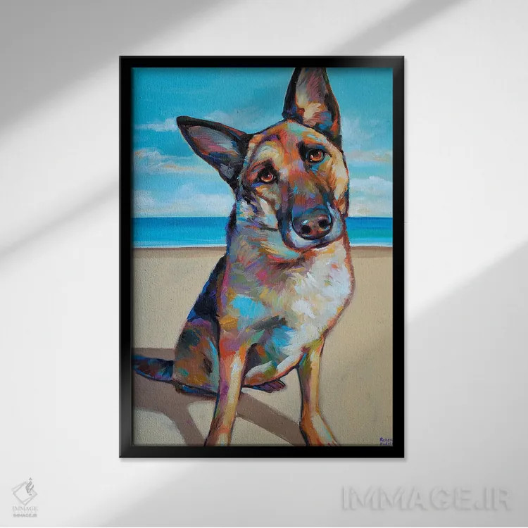 تابلو دکوراتیو ژرمن شپرد اثر رابرت فلپس - نمای قابدار مشکی