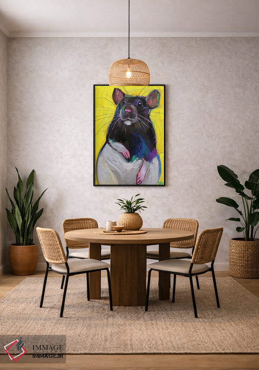 تابلو دکوراتیو موش بامزه روی زمینه زرد اثر رابرت فلپس - D5B