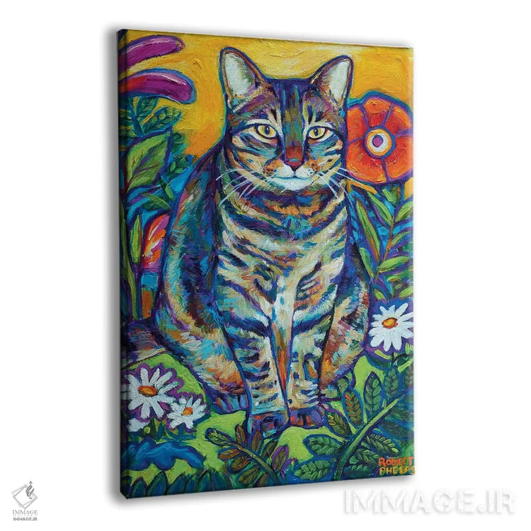 تابلو دکوراتیو گربه باغی اثر رابرت فلپس - نمای پرسپکتیو محصول