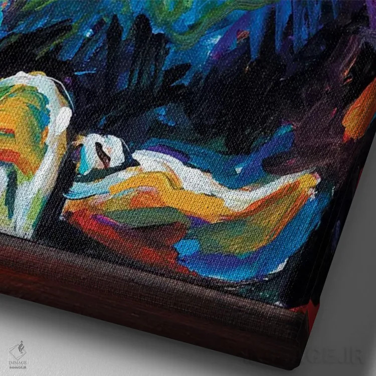 تابلو دکوراتیو شیر اثر رابرت فلپس - نمای نزدیک بافت بوم