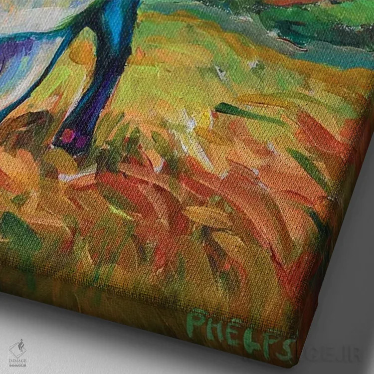 تابلو دکوراتیو بز وان اثر رابرت فلپس - نمای نزدیک بافت بوم